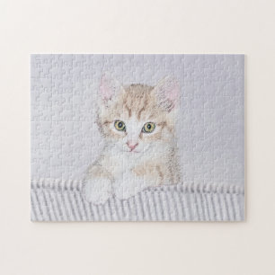 Puzzle Naranja Tabby Kitten Pintura - Arte Gato Original