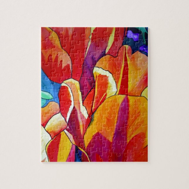 Puzzle Naranja Tulips pintura de flores acuarelas (Vertical)