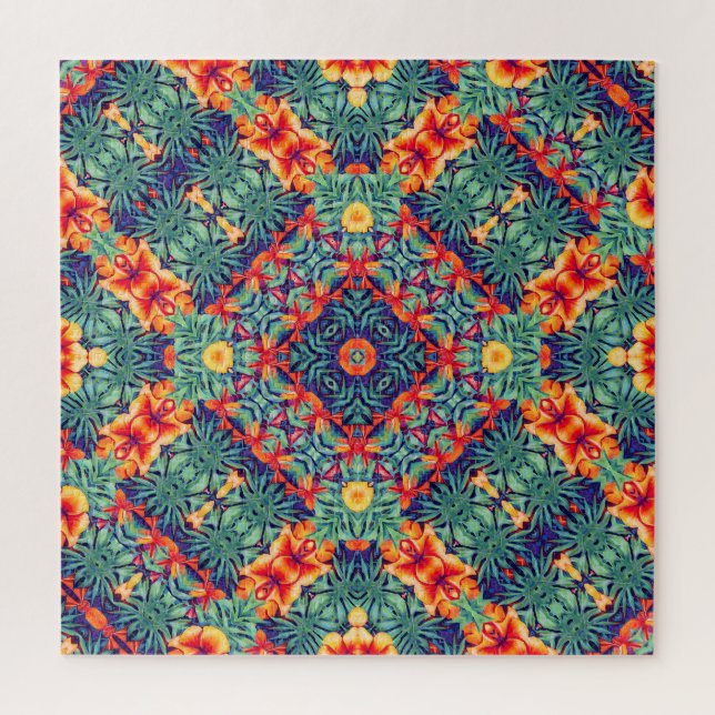 Puzzle Naranja verde Amoro Resumen Patrón tropical (Vertical)