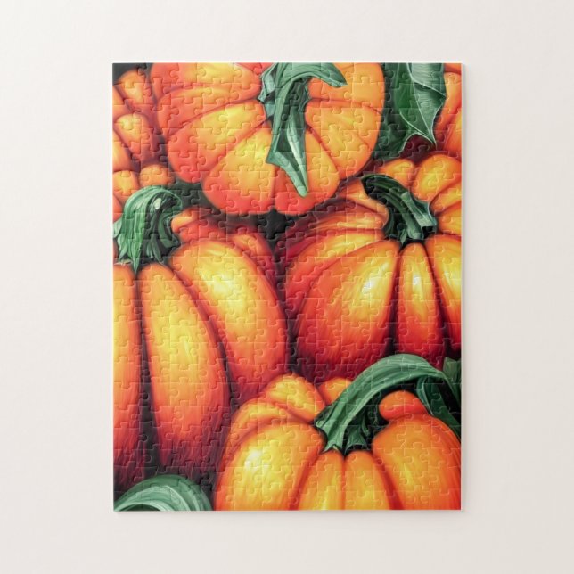 Puzzle Naranja vibrante cosecha de calabaza otoñal (Vertical)
