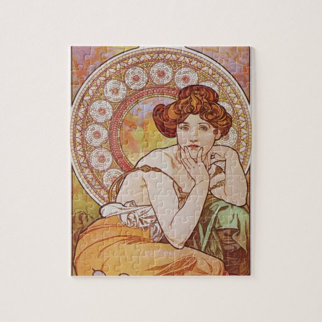 Puzzle Naranja Vintage Elegante Art Nouveau Mucha Topaz (Vertical)