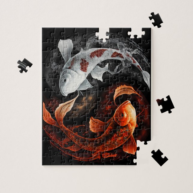 Puzzle Naranja Y Blanco Afortunado Koi Pescado Arte Japon (Subido por el creador)