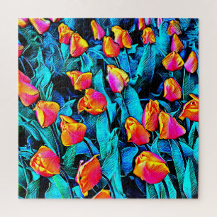 Puzzle Naranja y Oro Artsy Tulips