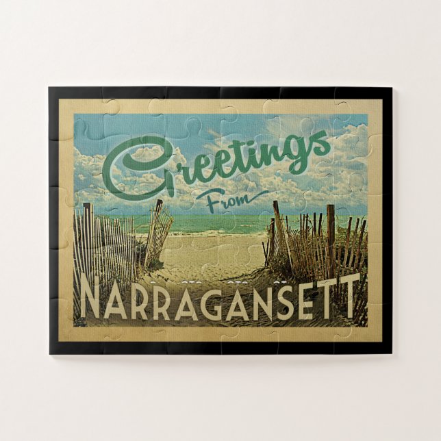 Puzzle Narragansett Beach Vintage Travel (Horizontal)
