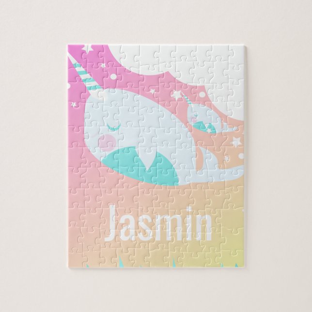 Puzzle Narval Gradiente de Arcoíris Mágico para Niños (Vertical)