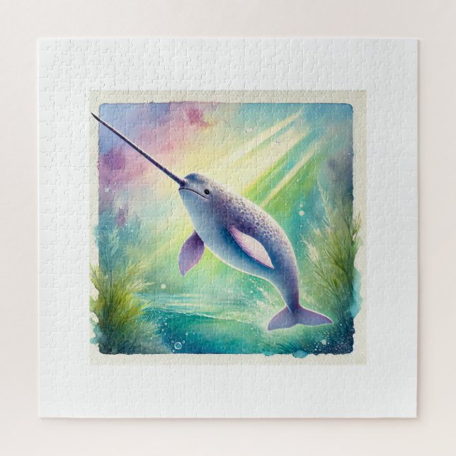 Puzzle Narwhal in the Deep 110924AREF142 - Watercolor (Vertical)
