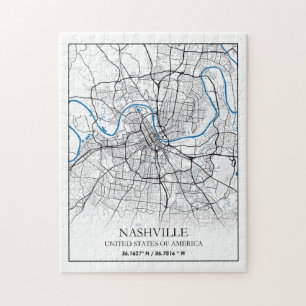 Puzzle Nashville Tennessee USA Travel City Map