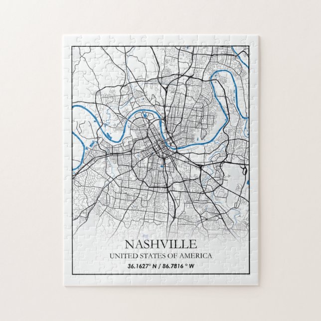 Puzzle Nashville Tennessee USA Travel City Map (Vertical)