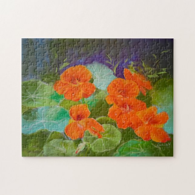 Puzzle Nasturtium Bloom - Botanical Pastel (Horizontal)