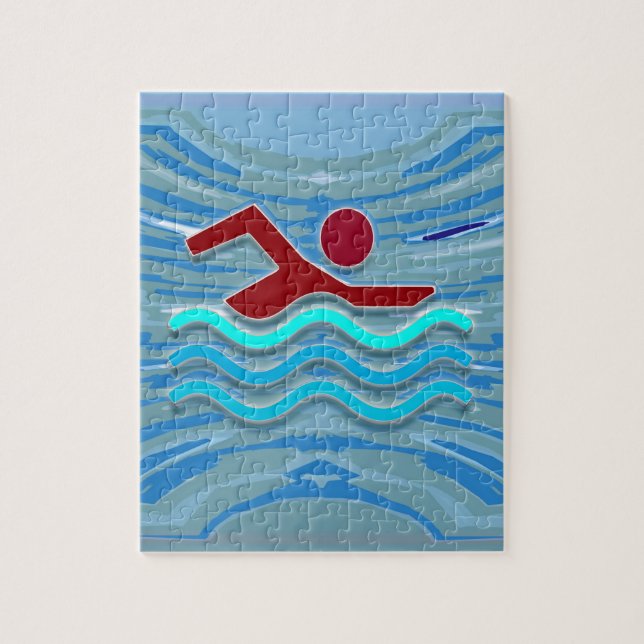 Puzzle Natación de la aptitud del ejercicio del nadador (Vertical)