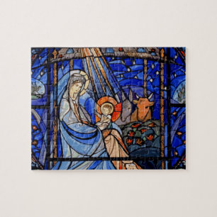 Puzzle Natividad estilo cristal manchado