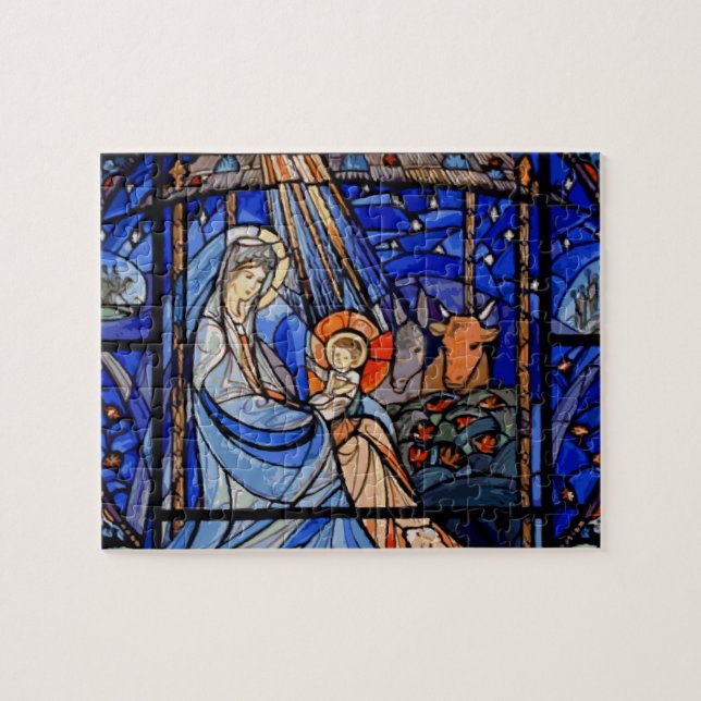 Puzzle Natividad estilo cristal manchado (Horizontal)