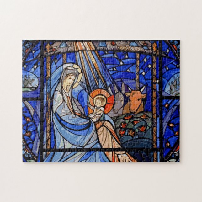 Puzzle Natividad estilo cristal manchado (Horizontal)