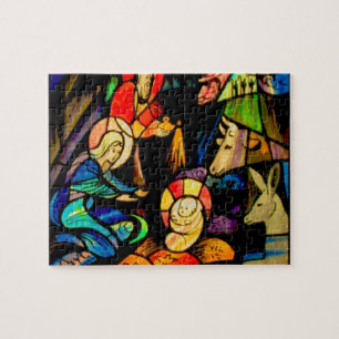 Puzzle Natividad estilo cristal manchado