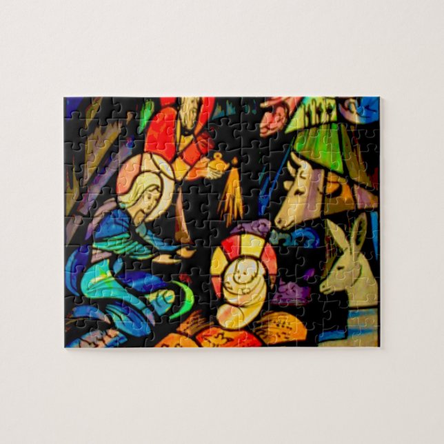 Puzzle Natividad estilo cristal manchado (Horizontal)