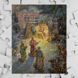 Puzzle Natividad navideña vintage con Magi visitante