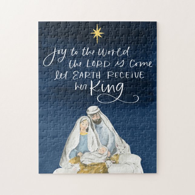 Puzzle Nativity Joy Watercolor Religious Christmas (Vertical)