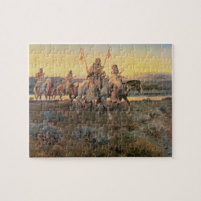 Puzzle Nativos americanos antiguos, Piegans por CM Russel (Horizontal)