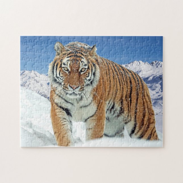 Puzzle Naturaleza animal FotoMontañas de tigres de nieve  (Horizontal)