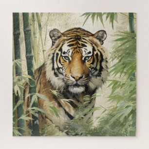 Puzzle Naturaleza Animal Tigre Bambú