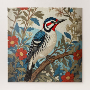 Puzzle Naturaleza De Carpintero Azul Y Rojo Inspirado Ave