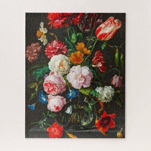 Puzzle Naturaleza muerta con flores en un jarrón de vidri