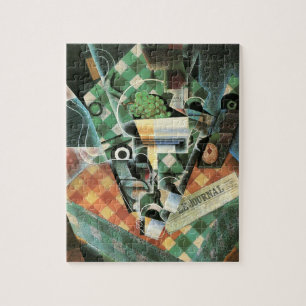 Puzzle Naturaleza muerta con mantel a cuadros de Juan Gri
