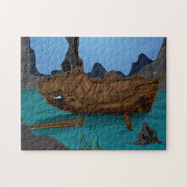 Puzzle Naufragio bajo el agua (Horizontal)
