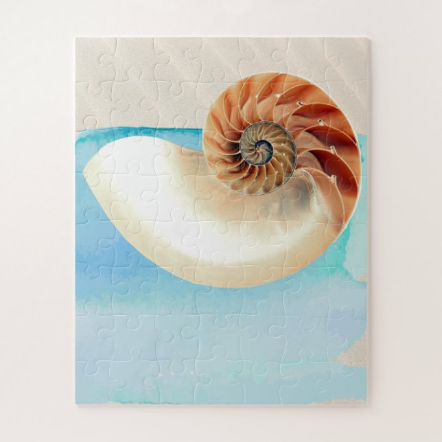 Puzzle Nautilus Seashell and Sand (Vertical)