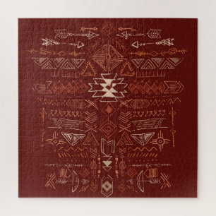 Puzzle Navajo Aztec: Patrón de Doodle Étnico.
