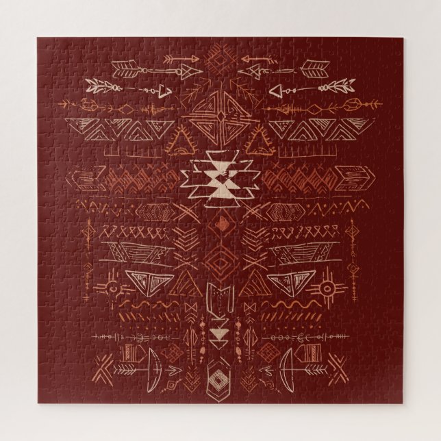 Puzzle Navajo Aztec: Patrón de Doodle Étnico. (Vertical)