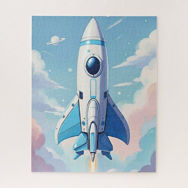 Puzzle Nave espacial volando en el cielo (Vertical)