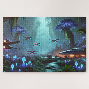 Puzzle Naves rebeldes en un valle alienígena bioluminisce