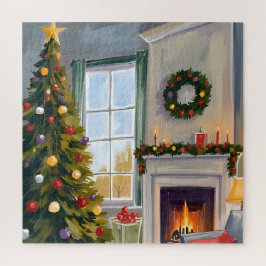 Puzzle Navidad alegre y feliz | Árbol de chimenea alegre