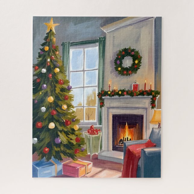 Puzzle Navidad alegre y feliz | árbol de chimenea alegre (Vertical)
