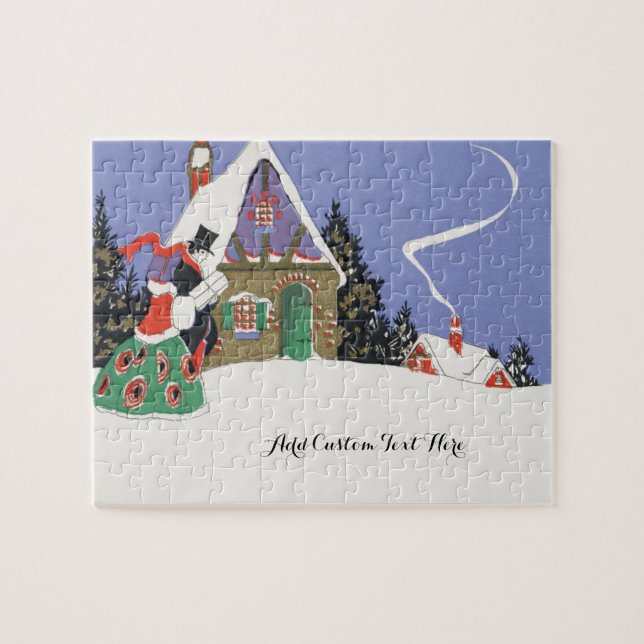 Puzzle Navidad antigua, pareja victoriana que va a una fi (Horizontal)