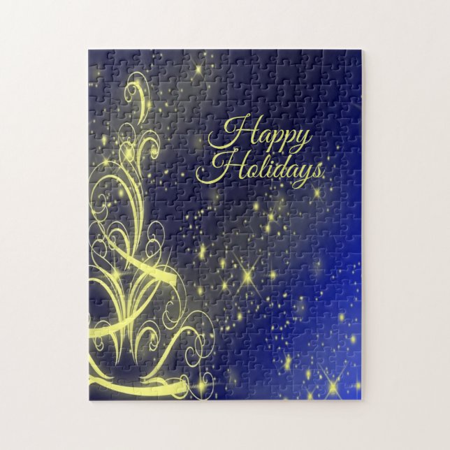 Puzzle Navidad Árbol Fiesta Oro Estrellas Naval Vacacione (Vertical)