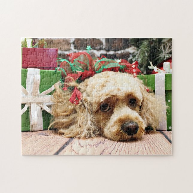 Puzzle Navidad - Cockapoo - rubí (Horizontal)