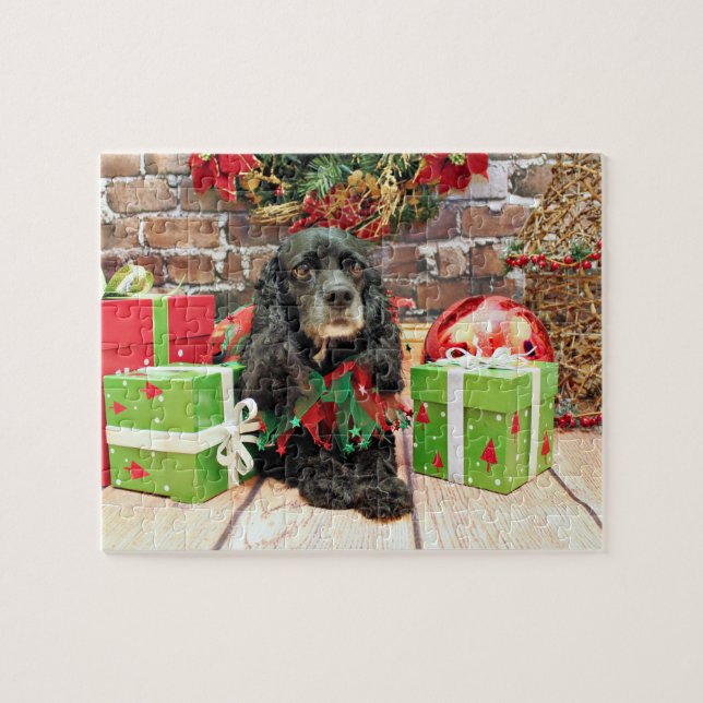 Puzzle Navidad - cocker spaniel - lirio (Horizontal)