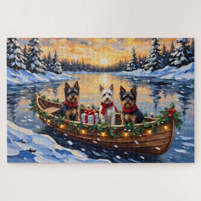 Puzzle Navidad con Biewer Terrier en Barco (Horizontal)