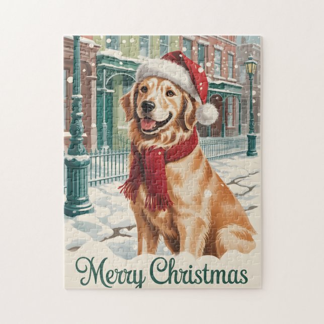 Puzzle Navidad con Golden Retriever (Vertical)