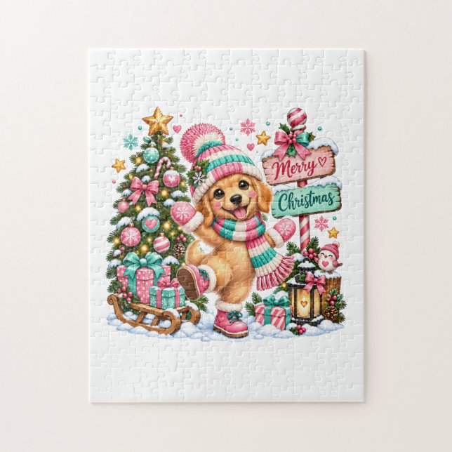 Puzzle Navidad con Retriever Dorado (Vertical)
