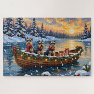Puzzle Navidad de barco con Schnauzer