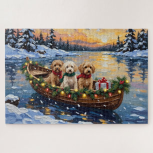 Puzzle Navidad de Cockapoo en Barco