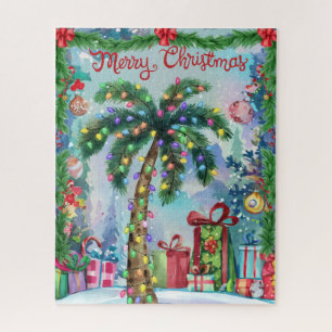 Puzzle Navidad de palma tropical acuarela