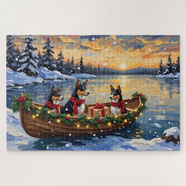 Puzzle Navidad del barco de Basenji (Horizontal)