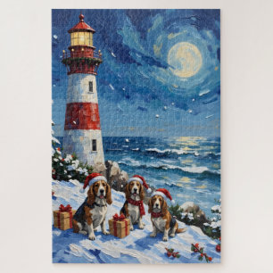 Puzzle Navidad del Basset Hound Faro Fiesta