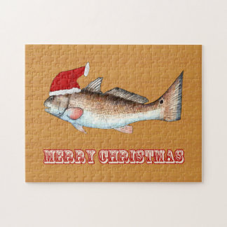 Puzzle Navidad del gorra de Santa de los salmones