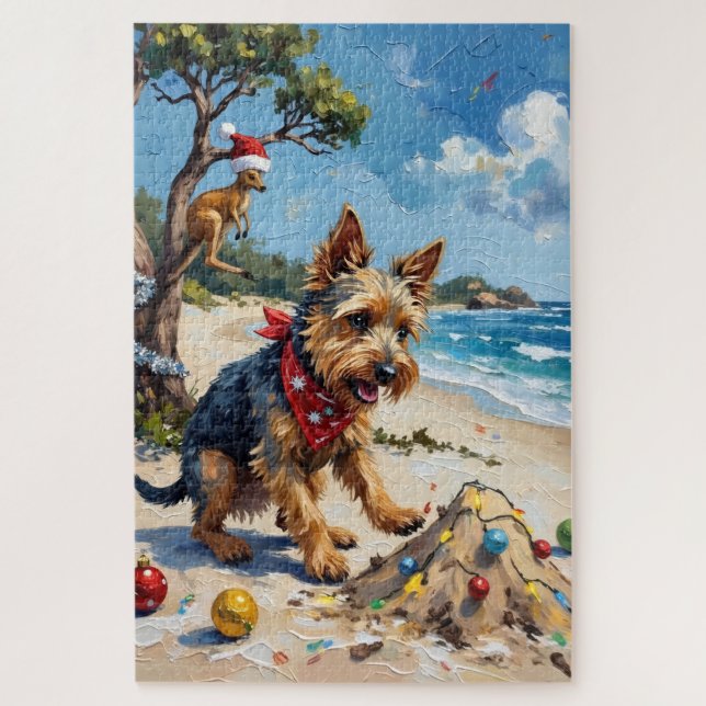 Puzzle Navidad del Terrier Australiano en Australia (Vertical)