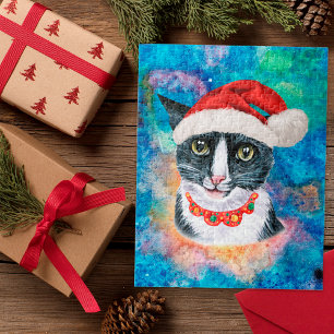 Puzzle Navidad divertida gato blanco y negro Navidad